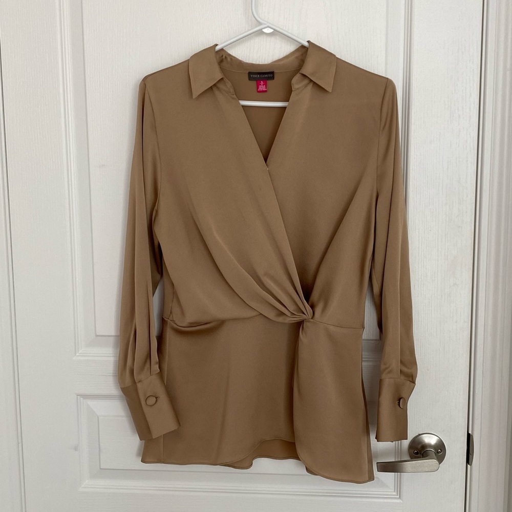 Vince Camuto Satin Faux Wrap Top